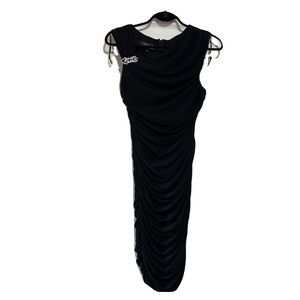DRESSBARN COLLECTION RUSHED BODYCONE BLACK DRESS IN SIZE 8